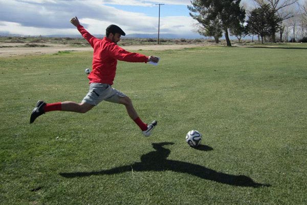 Gentleman playing footgolf